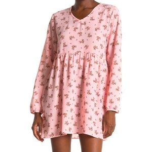 Ceny Nordstrom Pink Floral V Neck Long Sleeve Dress